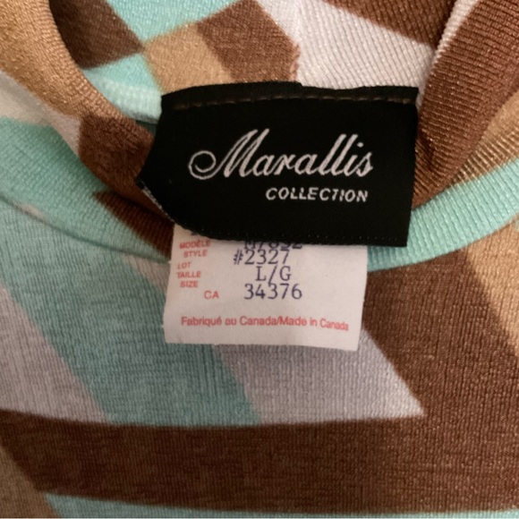 Vintage Y2K Marallis Geometric Slinky Stretchy Mock Neck Top - Picture 3 of 5